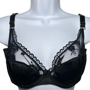 BIBA black fine lingerie underwire bra size 36D NWT